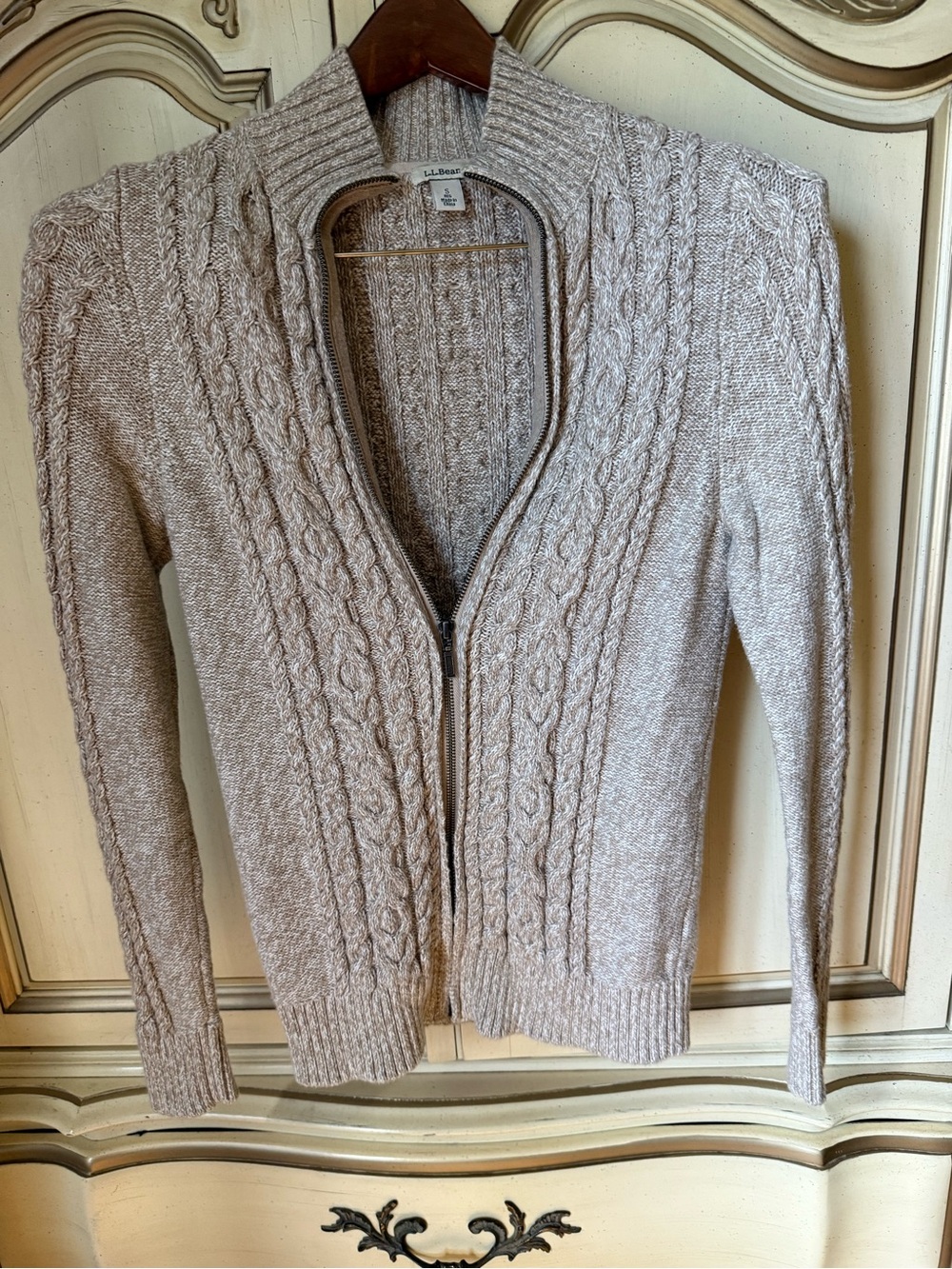 L.L.Bean Cable Knit Zip Sweater | Small | Long Fit